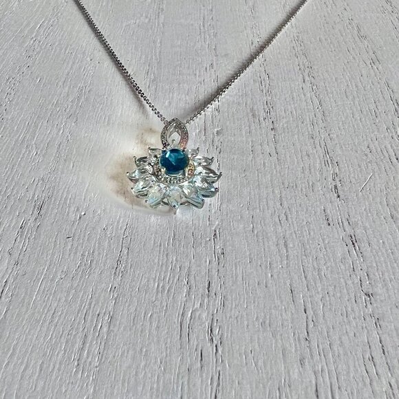 London Blue Topaz in Sterling Silver with Marquise Cut Sky Blue Topaz Stones - Picture 11 of 17
